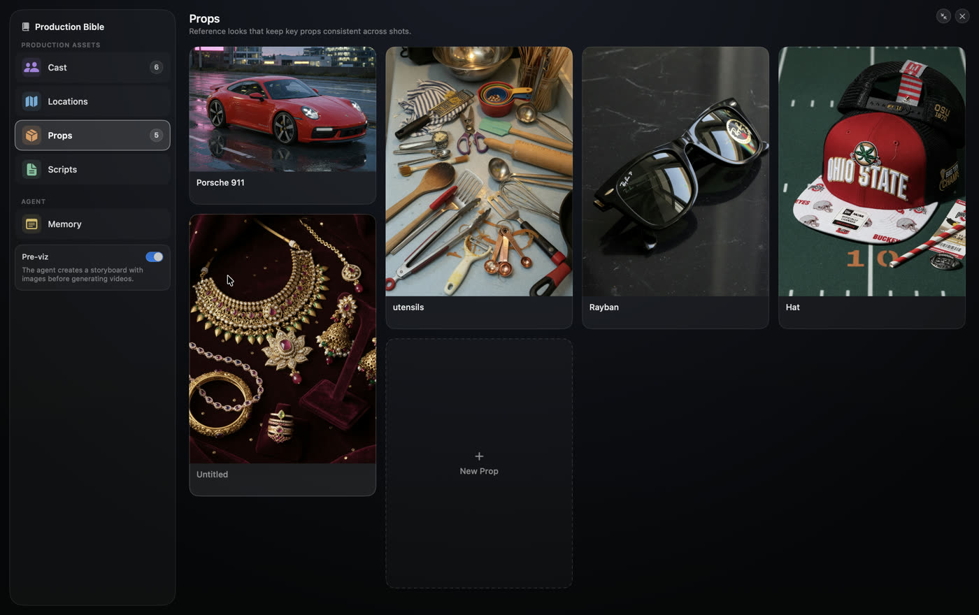 The Props screen: reference looks for recurring objects